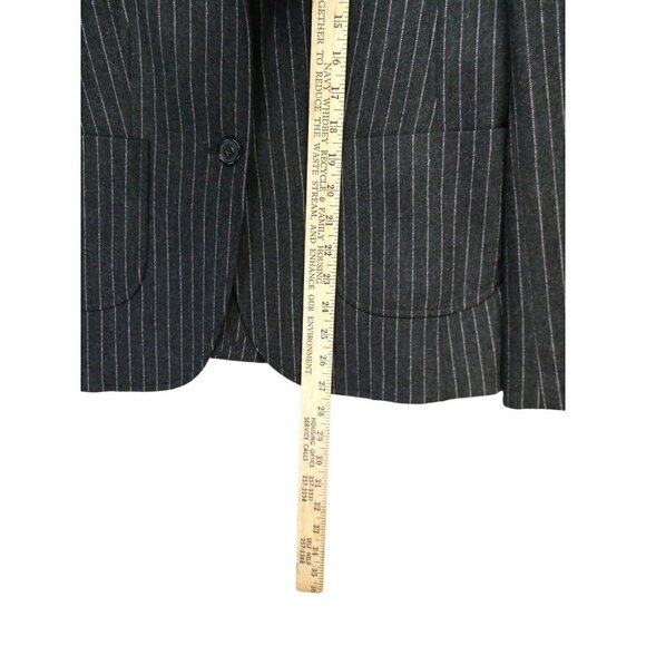 Land's End Wool Cashmere Blazer Jacket Pin Stripe Grey Pink Sz 10 Tall - Picture 9 of 10